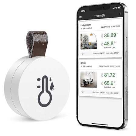 Trådløst Termometer Hygrometer, Oria Mini Bluetooth 5.0 Fugtigheds- og Temperatursensor med Dataeksport og Alarmer[D]