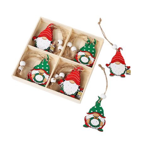 Julepynt 12 stk./sæt Træ Hængende Vedhæng Julemand Træ Ornament Juledekoration
