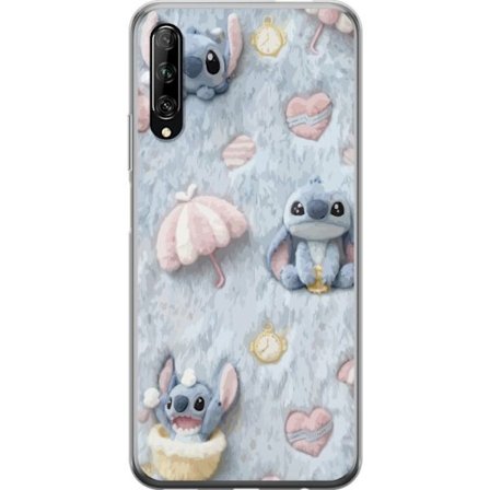 Kompatibelt Mobildeksel til Huawei P smart Pro 2019 Broder mønster med hjerter, paraplyer og pastellfarget myk bakgrunn