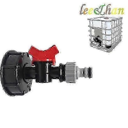 1000 liters IBC vattentank med S60x6 adapterventil och 3/4-yvan (endast kran) [DB]