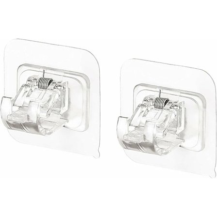 Gardinstangbrakett, selvklebende gardinstangskroker, 4 stk. gjennomsiktig gardinstangbrakett gardinkrokbrakett for kjøkken bad