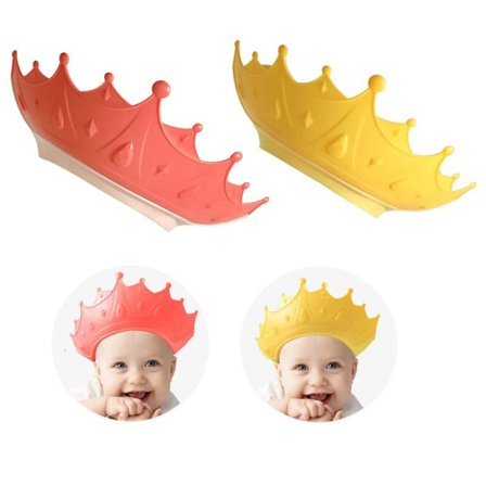 2ST Crown Baby Shower Cap, Justerbar Baby Hår Tvättskydd Badskydd Visir Hatt Ögon och öron Huvudskydd Bad Schampo Hatt Vattentät Mjuk Si