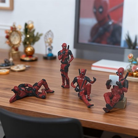 4 stk. Deadpool Action Figure Sett - Deadpool, Deadpool 2, Deadpool 3, Deadpool 4 - Samleobjekt PVC Statuer med Dynamiske Poser, Dynamiske Action 