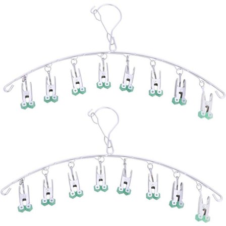 2 stk. grønne tørrestativer i rustfrit stål med 8 klemmer til undertøj, strømper, hurtig tørring af tøj