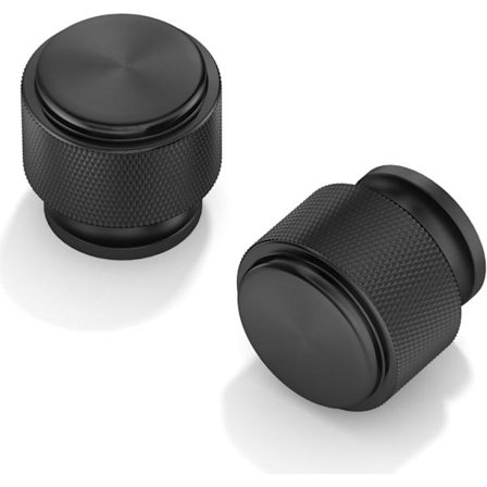 Sett med 10 matte svarte møbelknotter, skuffeknotter med gjenger, 25 mm skap- og dørknotter, kjøkkenknotter