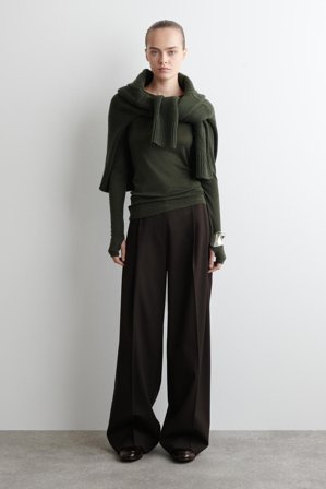 COS Women's Maglia Slim In Lana Merino in Verde