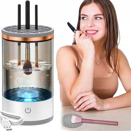 Multifunktionel Kosmetisk Børste- Og Svamperenser 3-I-1 Usb