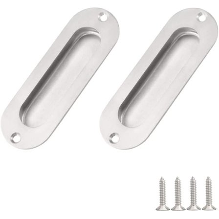 Skyvedør innfelt håndtak 2 stk Oval innfelt trekkhåndtak med S