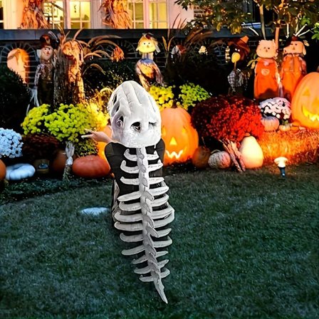 Plys dinosaur skelet pandebånd, dinosaur heldragt, dinosaur kostume, realistisk dinosaur skelet kostumesæt