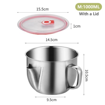 Fettseparator med lock och dubbel pipdesign