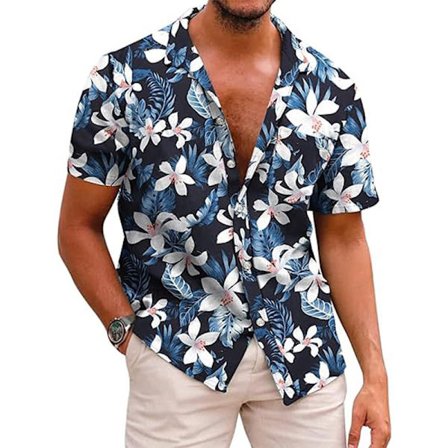 Herr Hawaiian Skjortor Kortärmad Casual Button Down Tropisk Strandskjorta