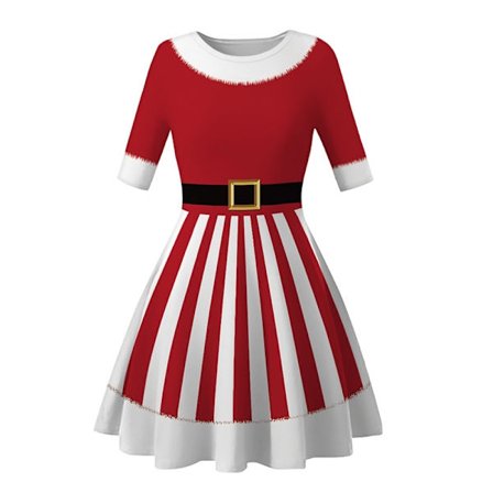 Unik julekjole Stripet kjole for kvinner.