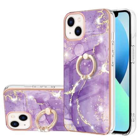 Iphone 14 Plus Marmor Tpu Skal Med Ring - Motiv 1 Multifärg