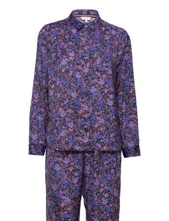 Giftbox Pj Ls Flowers & Slippers Pyjamas Lila Tommy Hilfiger