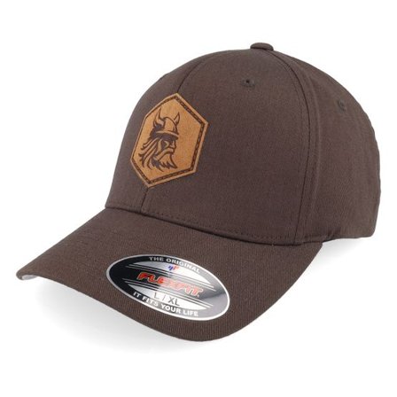 Vikings - Brun flexfit Keps - Bearded Viking Helmet Brown Flexfit @ Hatstore