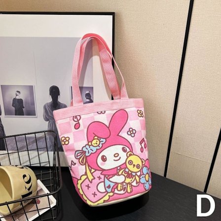 Söt Handväska Tecknat Tryck Liten Djur Hink Canvas Väska Söt T