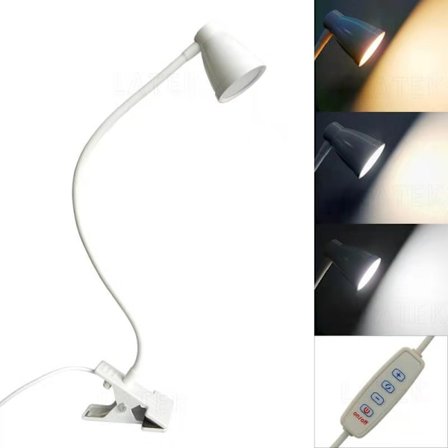 INF LED bordlampe med klemme / 3 farvetilstande lang / fleksibel svanehals