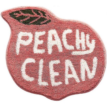 Badrumsmatta med persika, rolig söt badrumsmatta Peachy Clean, halkfri tvättbar Peachy Foot Mat Dörrmatta