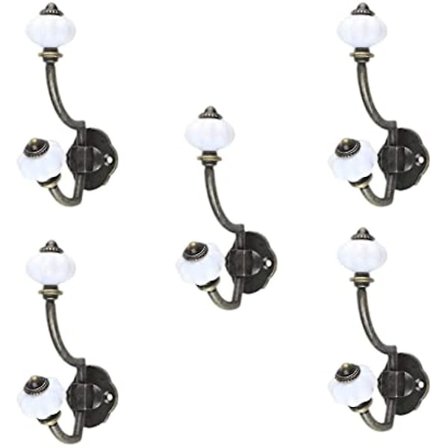 Väggklädhängare Retro Antik Keramik Klädhängare För Dörr Badrum Sovrum Kök Brons 5 St Keramik Hängande Hängare