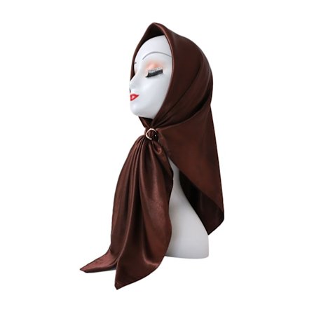 Huvudduk, stor fyrkantig scarf, enfärgad silkesscarf, dam simulerad sidenfärg, satinsatin, centralasiatisk scarf