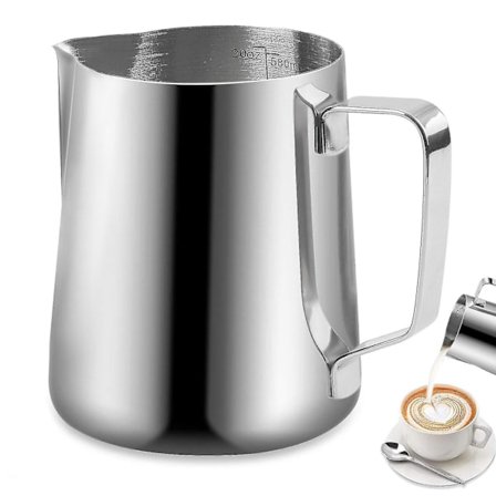 350 ml:n teräksinen maidonvaahdotuskannutetti cappuccino-kahvimuki