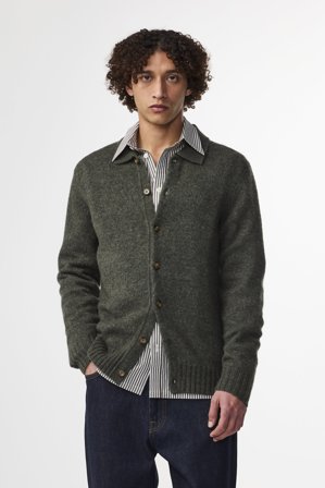 NN.07 Lee 6598 Cardigan Male Green Merino Wool