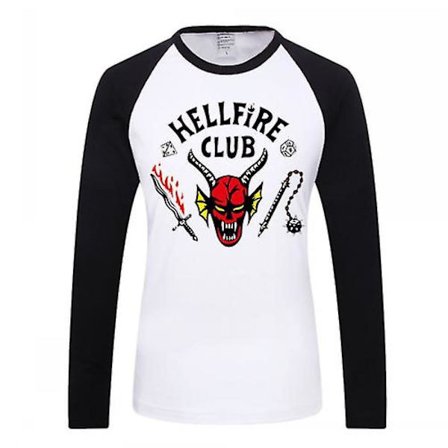Dam Herr Stranger Things Hellfire Club T-shirt Långärmad Topp-FS-