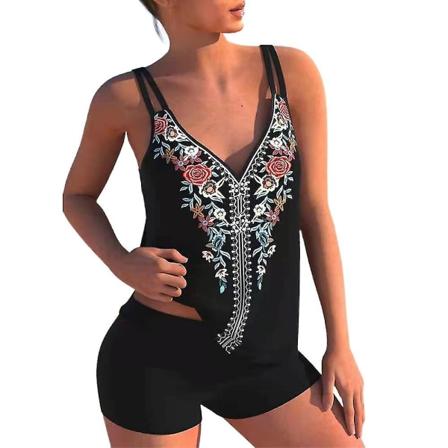 Lady Floral Swimwear Tankini Swimsuit Beach Linne + Boyshorts XL