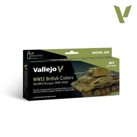 VALLEJO - Set med färger Wwii Brittiska färger UK/bef/europa 1939-1945 |vallejo|71614| 8x18ml Modellpott Promo - Ref: 15790