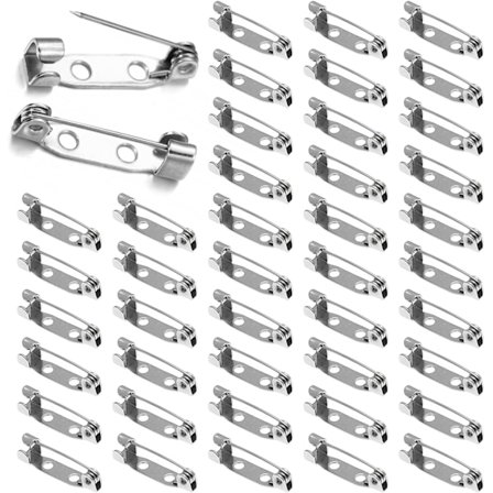 250 stk. brosjenåler, brosjebaksider, sølvmerkenålbaksider, brosjeklemme basenåler med tomt sikkert lås, 20 mm sikker bakre lukking, for merker,