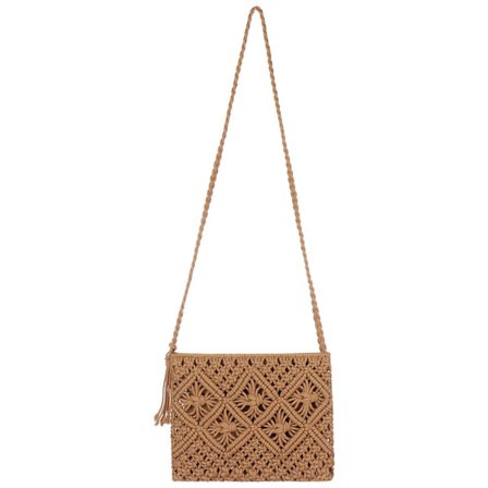 Kvinnor Handvävd Crossbody Halm Handväska Bohemian Beach Shoulder Tofs Dragkedja Handväska