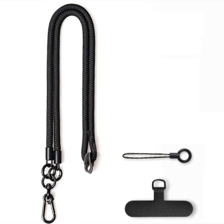 Universell Mobiltelefon Lanyard - 85cm Lång Hängande Mobiltelefon Lanyard Halsrem Handledsrem för Mobiltelefon Kamera (Svart)