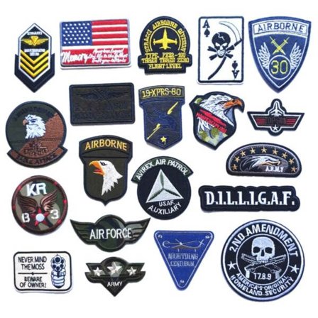 20 stk stoffmerker US Army Military Patches stryke på merker