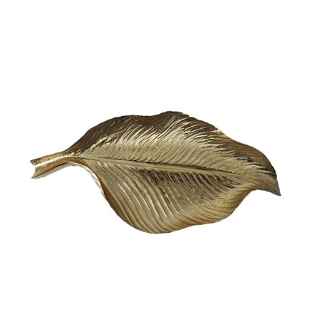 Dekorativt fad formet som bladguld, 39x18x5 cm polyresin