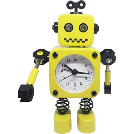 Vekkerklokke Søt Metall Robot Vekkerklokke for Barn Gul
