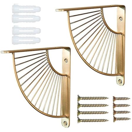 Metal Craft Sektor Hyldebeslag, 2 stk. Guld Sektor Hyldebeslag, Hyldeunderstøtning Vægophæng, Vægmonteret Jern