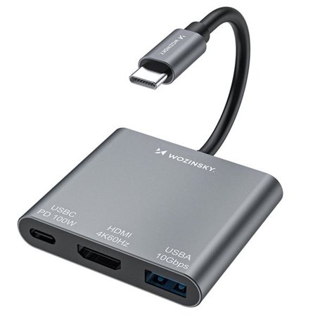 Wozinsky USB-hub USB-C til USB-C PD 100W / HDMI 4K@30Hz / USB 10Gbps