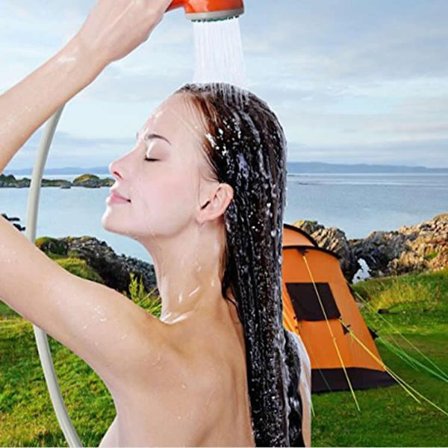 Leirintäalueen suihku 12V pumpulla