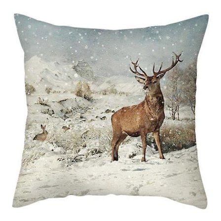 Joulutyynyliina Piilovetoketju Koristeellinen Persikkaiho Kani Hirvi Tulostus Koristetyynynpäällinen Juhlakoriste Lahjaksi Qinhai