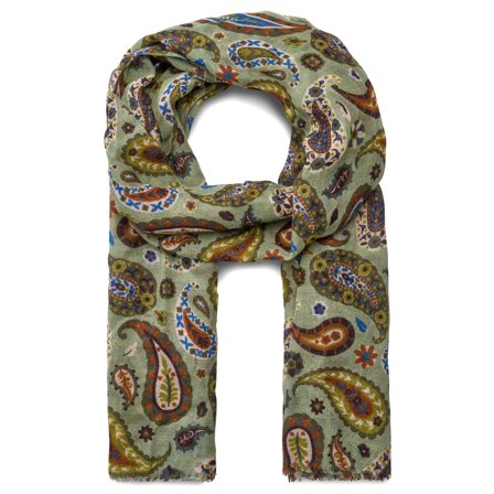 Virtuo | Mátová vlněná šála se vzorem paisley pro muže - Zimní šály
