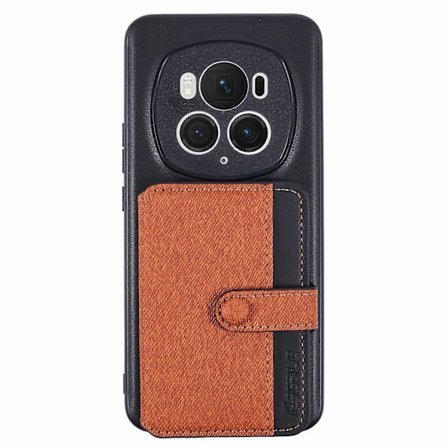 Honor Magic6 Pro 5G -puhelimen suojakotelo, liimattava korttitasku, värisovitettu, jalustalla - Harmaa