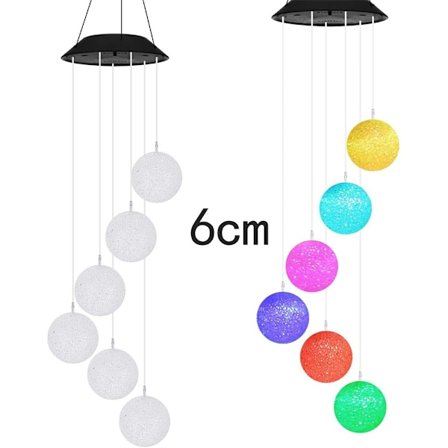 Solcellsdriven vindspel med LED, färgskiftande kolibri, fjäril, EVA-boll, trädgård, julklapp, utomhusdekoration