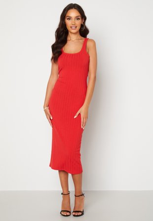 BUBBLEROOM Marina rib dress Red Klær