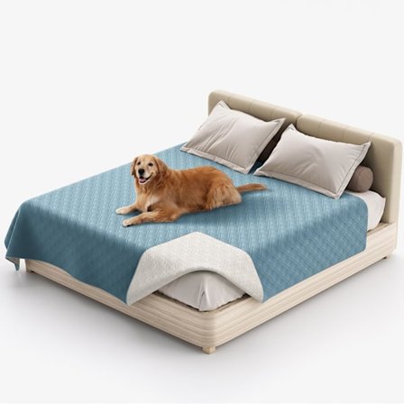 Vattentåligt Hundbäddsöverdrag Husdjursfilt med Halkskydd för Möbler Säng Soffa (208x208 cm, Stenblå)