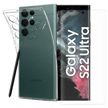 Skyddande mjukt fodral + böjt härdat glas för Samsung Galaxy S22 Ultra 6,8" - Yuan Yuan