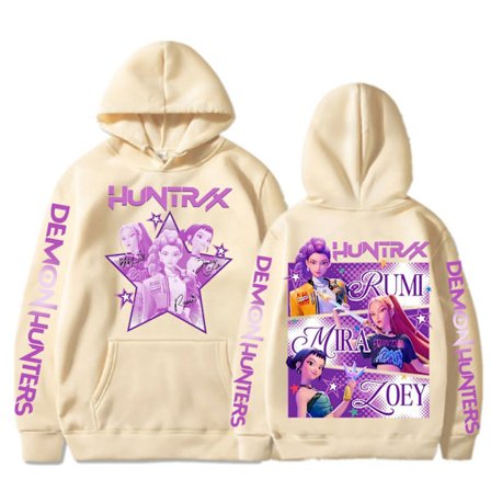 Harajuku Kpop Demon Hunters Grafisk Hoodie Mira Rumi Zoey Huntrix Tryck Huva Tröja Man Kvinna Fans Gåva Casual Sweatshirt
