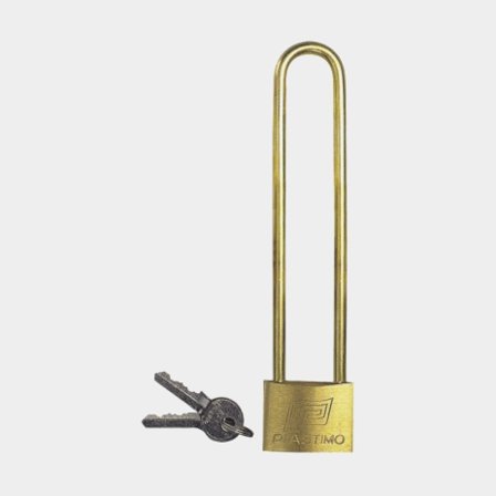 Hangslot Plastimo 40/144, met lange beugel in messing, Ø6 mm, messing