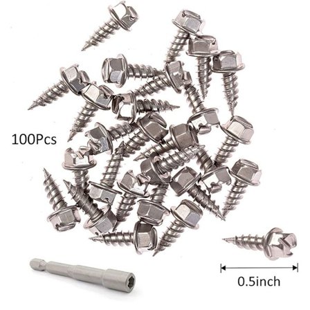 100stk Plateskruer Selvborende skruer SØLV