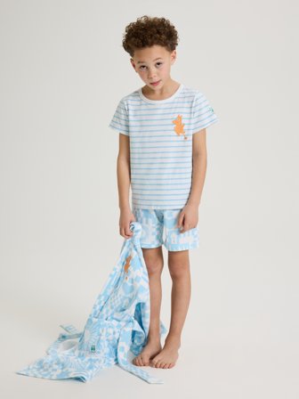 Polarn O. Pyret - Short-sleeved Moomin pyjamas - 98|104 - Childrenswear - blue