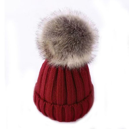 Förälder-barn Stickad Mössa Cap VINRÖD BARN BARN